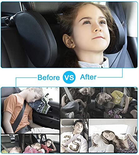 Aidodo Reposacabezas para Coche para Asiento de Coche Ajustable para el Cuello, cojín Cervical con Barra telescópica y Clips de Barra Deslizante, cojín Lateral de Piel Ajustable para niños Adultos