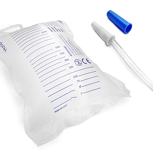 AIESI® Bolsas de orina de 2 litros tubo 90 cm sin descarga desechables HOSPIDRAIN (Paquete de 25 piezas)