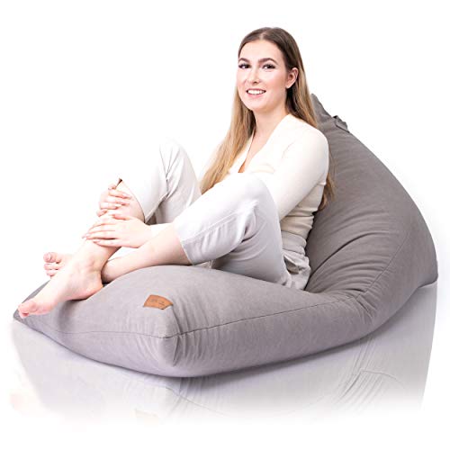 Aiire Funda de Puff Gamer Moderno - Puf Gigante sin Relleno para Decoracion Habitacion Adolescente - Puffs Infantiles - Bean Bag Chair de Salon Gris