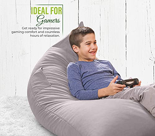 Aiire Funda de Puff Gamer Moderno - Puf Gigante sin Relleno para Decoracion Habitacion Adolescente - Puffs Infantiles - Bean Bag Chair de Salon Gris