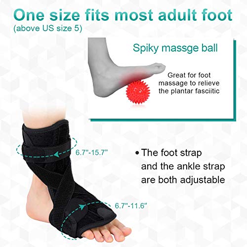 Akozon Fascitis plantar noche Splint, Soporte ortopédico con rodillo de masaje para hombres y mujeres tanto para la izquierda y la derecha, Fascitis plantar noche Splint para pies caídos y tendinitis