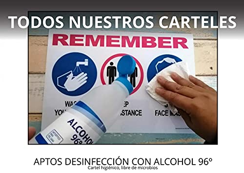 akrocard - Cartel Resistente PVC - MEDIDAS DE PROTECCION BASICAS - Señaletica COVID 19 medidas basicas de seguridad- señal Ideal para comercios, tiendas, locales