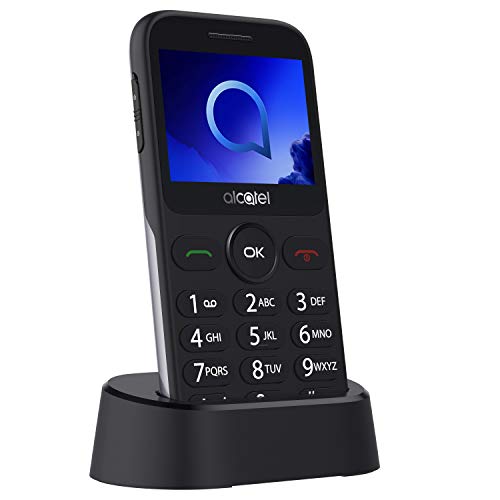 Alcatel 2019G Metallic Silver Pantalla 2.4" Teléfono Móvil Fácil Uso Teclas Grandes Camara 2mpx,Bluetooth BT 2.1,FM Radio,Linterna, Boton SOS,Grabador [Versión ES/PT]