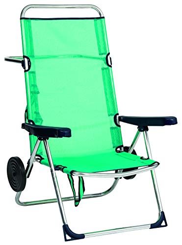 Alco 670ALFRD-0030 Silla playa alta, fibreline, con rueda, Verde, 96x69.5x14 cm