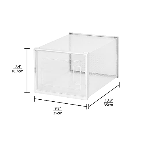 ALEMOK Cajas de Zapatos Transparentes, Organizador de Zapatos Apilable, Paquete de 8 Cajas de Almacenamiento de Plástico y Plegables, hasta la Talla 46