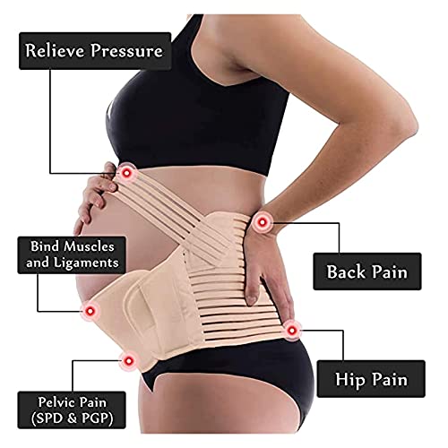 ALIUJUNAMZ Embarazo cinturón Maternidad Abdomen Dolor pélvico Alivio Mujeres Cinturones prenatal Postnatal Abdomen Vendaje Vendaje (Color : Beige, Size : M)