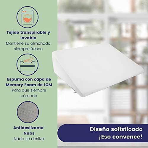 Almohada cuña, 60cm, Oeko-Tex - Respaldo Cama Duro con Funda Suave - Cojin Lectura y cuña antireflujo Adulto Blanca de DYNMC YOU