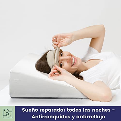 Almohada cuña, 60cm, Oeko-Tex - Respaldo Cama Duro con Funda Suave - Cojin Lectura y cuña antireflujo Adulto Blanca de DYNMC YOU