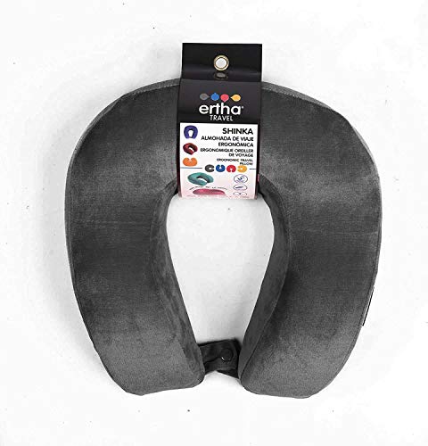 Almohada de Viaje Ergonómica Shinka, Cojín de Viaje Espuma con Memoria de Ertha, Almohada Cervical máximo Confort.