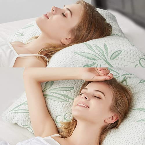 Almohada Viscoelastica 100% Visco Copos | Libera Presión Cervical | Fabricada en España | Funda Strech Transpirable | Anti acaros y Anti bacterias | Tratamiento Bamboo | Pack 2 Unidades de 70 cm