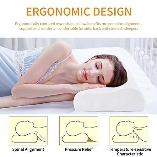 Almohadas de Soporte para el Cuello Espuma viscoelástica, Oxford Street Almohada ergonómica ortopédica Cervical para el Contorno de la Persona Que Duerme de Lado Funda Lavable