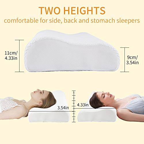 Almohadas de Soporte para el Cuello Espuma viscoelástica, Oxford Street Almohada ergonómica ortopédica Cervical para el Contorno de la Persona Que Duerme de Lado Funda Lavable