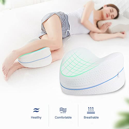 Almohadas posicionadoras de Pierna, Mejor para Pierna, Espalda, y Rodilla Pain, cuña de Espuma con Efecto Memoria Contour Pierna Almohada con Funda extraíble (Blanco)