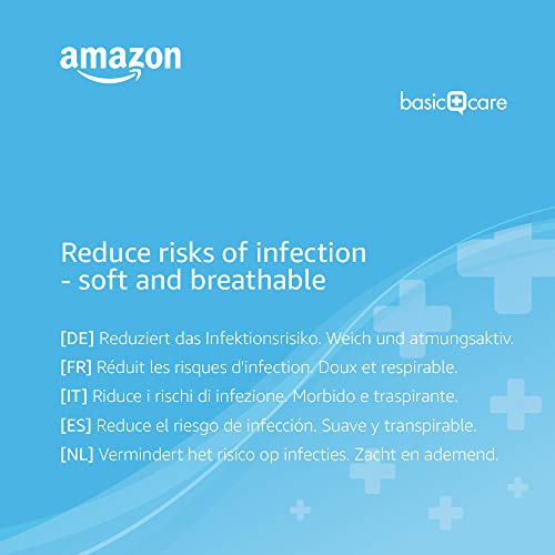 Amazon Basic Care - Tiritas sensibles de alta protección de tejido sin tejer, 42 tiritas, 6 paquetes de 7 unidades, 10 x 15 cm