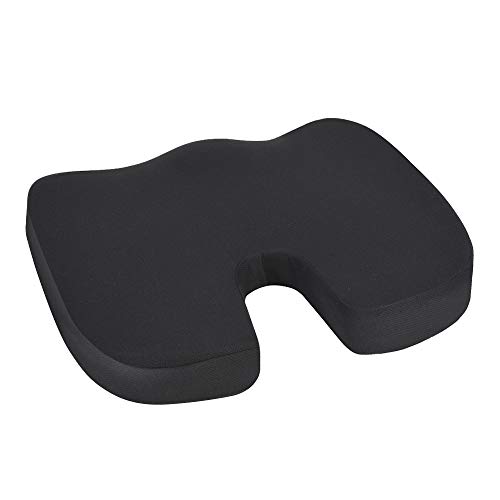 Amazon Basics - Cojín viscoelástico para asiento, negro, diseño en U