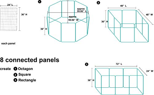 Amazon Basics - Parque de juegos y ejercicios para mascotas, paneles de valla metálica, plegable, 152,4 x 152,4 x 91,4 cm