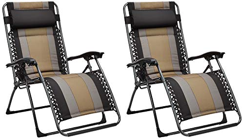 Amazon Basics - Set de 2 sillas acolchadas con gravedad cero - de color negro