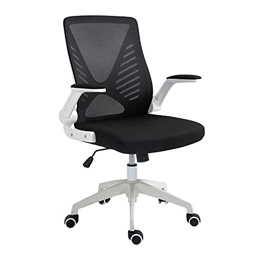 AMINITURE Silla Ergonómica de Oficina, Silla Oficina Brazos Abatibles con Soporte Lumbar, Respaldo Transpirable, Altura Ajustable, Carga Máxima de 115 kg/250lbs