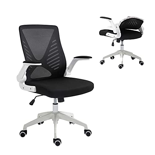 AMINITURE Silla Ergonómica de Oficina, Silla Oficina Brazos Abatibles con Soporte Lumbar, Respaldo Transpirable, Altura Ajustable, Carga Máxima de 115 kg/250lbs