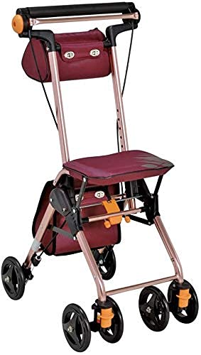 Andador con ruedas, 4 ruedas, portátiles, auxiliares para caminar, plegables, andador con andador con asiento, andador con ruedas médicas, sistema de doble freno, utilizado para personas mayores que c