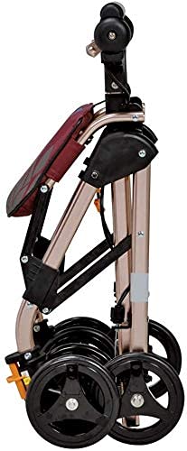 Andador con ruedas, 4 ruedas, portátiles, auxiliares para caminar, plegables, andador con andador con asiento, andador con ruedas médicas, sistema de doble freno, utilizado para personas mayores que c