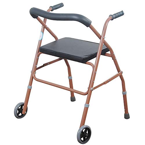 Andador para Ancianos Walker, Caminador de una sola rueda plegable con asiento El Anciano Caminante Ayuda for caminar de acero inoxidable Carrito Carrito de compras for personas mayores Personas herid