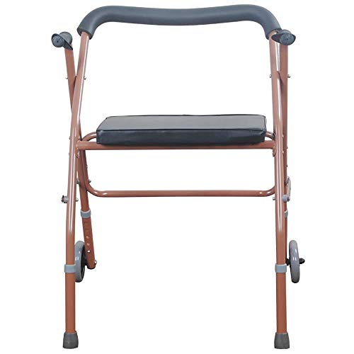 Andador para Ancianos Walker, Caminador de una sola rueda plegable con asiento El Anciano Caminante Ayuda for caminar de acero inoxidable Carrito Carrito de compras for personas mayores Personas herid