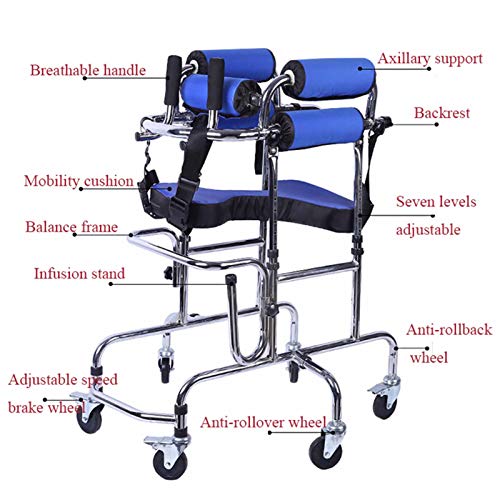 Andador Para Niños Con Soporte Axilar, Andador Vertical Portátil Para Niños Con Parálisis Cerebral, Discapacidad, Entrenamiento De Rehabilitación, Andador Ligero De Aluminio Con Asiento Ajustable