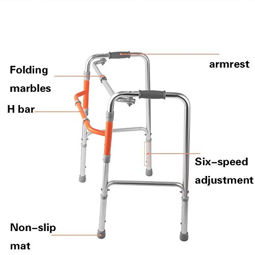 Andador Plegable con Estructura para Caminar para Personas Mayores Ayuda A La Movilidad para Discapacitados Altura Ajustable (Personas Bajas, Estándar, Altas)