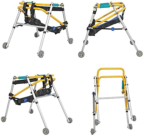 Andador Plegable De Cuatro Ruedas con Asiento Acolchado, Adecuado para Bebés, Niños, Adolescentes con Necesidades Especiales Y Parálisis Cerebral: Duradero, Ajustable En Altura, M,M