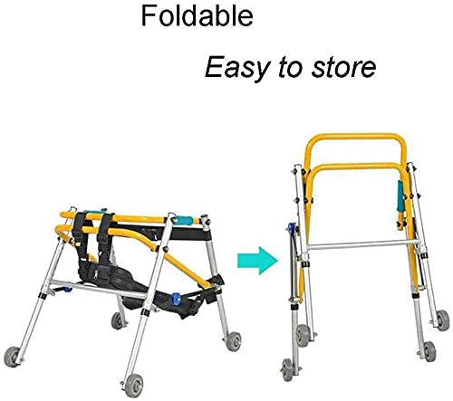 Andador Plegable De Cuatro Ruedas con Asiento Acolchado, Adecuado para Bebés, Niños, Adolescentes con Necesidades Especiales Y Parálisis Cerebral: Duradero, Ajustable En Altura, M,M