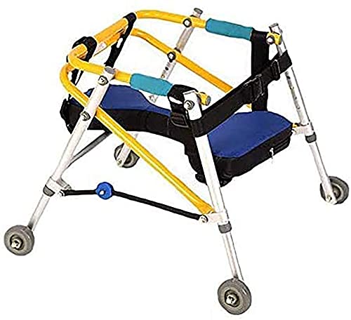 Andador Plegable De Cuatro Ruedas con Asiento Acolchado, Adecuado para Bebés, Niños, Adolescentes con Necesidades Especiales Y Parálisis Cerebral: Duradero, Ajustable En Altura, M,M