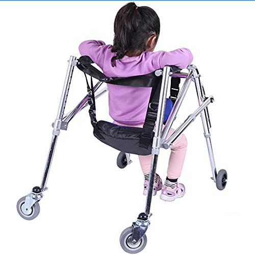 Andador Plegable para Niños Pediátricos con Ruedas, Entrenador de Marcha Ajustable en Altura de Aleación de Aluminio, Andador con Andador Posterior Liviano, Carrito de Entrenamiento para Práctica