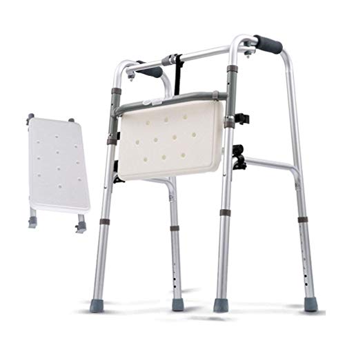 Andador, Silla De Ducha Plegable, Andador Geriátrico para Ancianos, Ayuda para La Movilidad En Altura Ajustable, Bastidor Zimmer para Caminar, Muleta con Asiento Acolchado