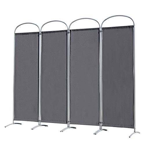 Angel Living Biombo Separador de 4 Paneles con el Techo y la Base de la Forma Curva, Decoración Elegante, Separador de Ambientes Plegable, Divisor de Habitaciones, 225X185 cm (Negro)