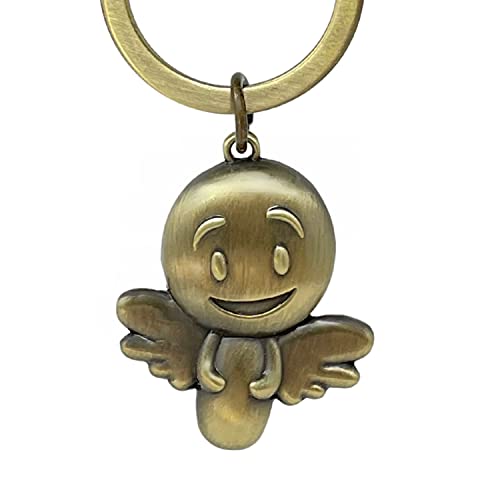 ANKERPUNKT Llavero Ángel Smiley - Lucky Guardian Angel - Regalos para hombres mujeres abuelo mamá papá - Idea de regalo amor novias comprometidas - Navidad Cumpleaños Aniversario - Dorado Vintage