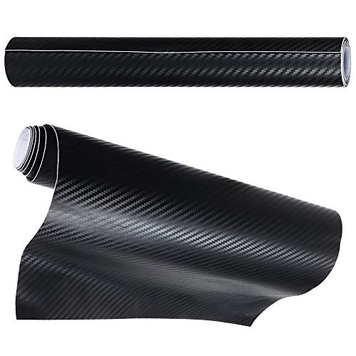 Anpro 2 Rollos Vinilo Coche Fibra de Carbono Adhesiva 3D / Cubierta Adhesiva Negro para Coche/Pegatinas para Coche/Envoltura de Moto/Bricolaje / 1520 mm x 300 mm