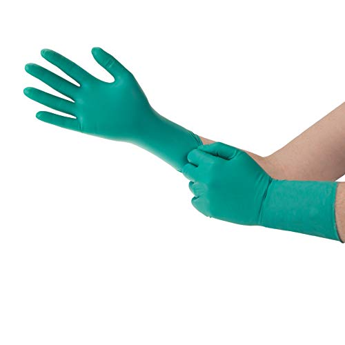 Ansell Microflex 93-260 Guantes Desechables de Nitrilo y Neopreno Resistentes a Químicos Agresivos, Protección Superior con Diseño Robusto, Sensibilidad Táctil Mejorada, Verde, Talla 8.5-9 / L