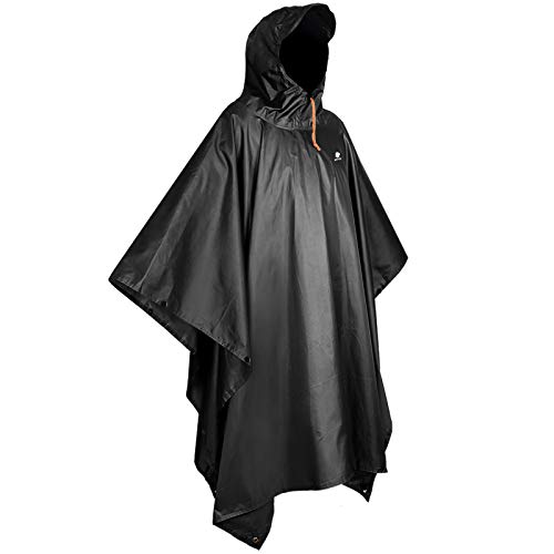 Anyoo Poncho de Lluvia Reusable de Ripstop transpirante Ligero a Prueba de Agua Multiuso Impermeable con Capucha de Lona de Tienda de Campaña Ideal para el Aire Libre Campamento Excursionismo y Pesca