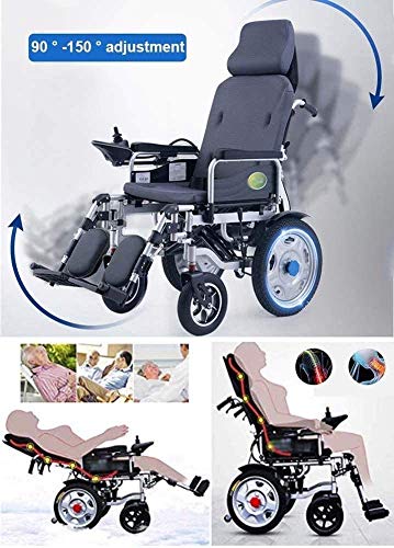 AOLI Silla de ruedas eléctrica para trabajo pesado con el apoyo para la cabeza, plegable ligero Powerchair portátil con mando a distancia, Energía Eléctrica o la manipulación manual, ajustable del re