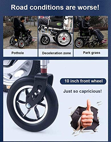 AOLI Silla de ruedas eléctrica para trabajo pesado con el apoyo para la cabeza, plegable ligero Powerchair portátil con mando a distancia, Energía Eléctrica o la manipulación manual, ajustable del re