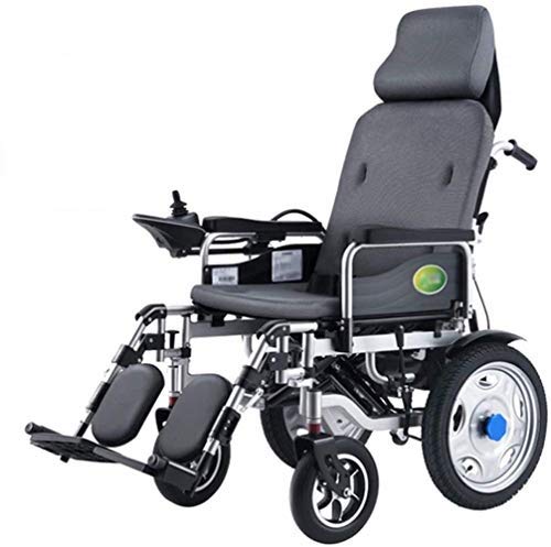 AOLI Silla de ruedas eléctrica para trabajo pesado con el apoyo para la cabeza, plegable ligero Powerchair portátil con mando a distancia, Energía Eléctrica o la manipulación manual, ajustable del re