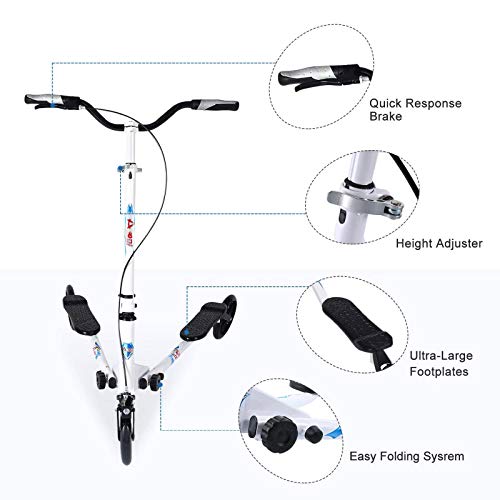 AOODIL Scooter Plegable de 3 Ruedas Swing Scooter Tri Slider Kick Wiggle Scooters Push Drifting con manija Ajustable para niños/niñas/Adultos de 8 años en adelante