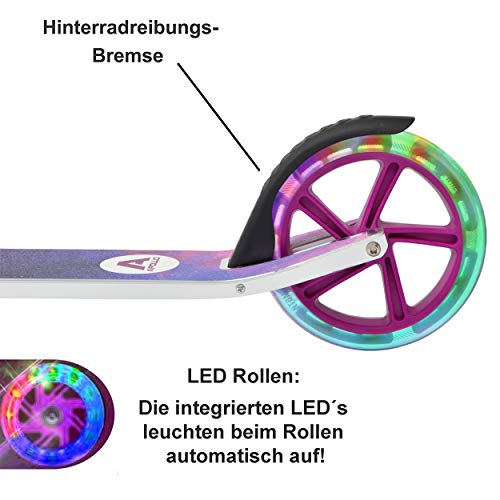 Apollo Patinete Urbano XXL Phantom Pro LED - Patinete de Grandes Ruedas de 200 m – City Scooter Plegable y Ajustable para Niños y Adultos