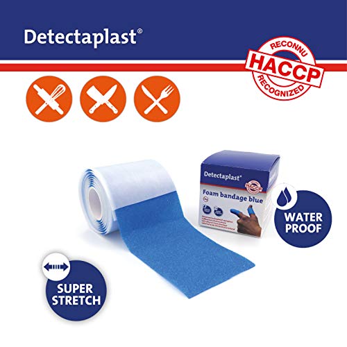 Apósito autoadhesivo Detectaplast para heridas y lesiones, rollo de esparadrapo impermeable para manipulación de alimentos, superelástico, 6cm x 1m