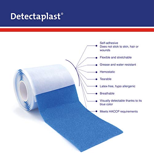 Apósito autoadhesivo Detectaplast para heridas y lesiones, rollo de esparadrapo impermeable para manipulación de alimentos, superelástico, 6cm x 1m