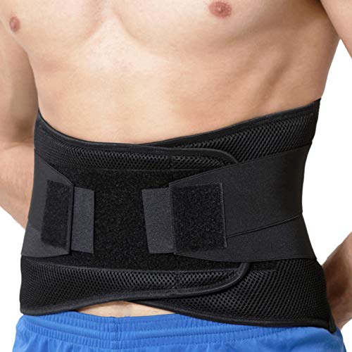 Apoyo lumbar con fuertes tirantes de doble banda, Faja para la Cintura / Espalda / Zona lumbar - Marca Neotech Care - Color Negro - Talla S