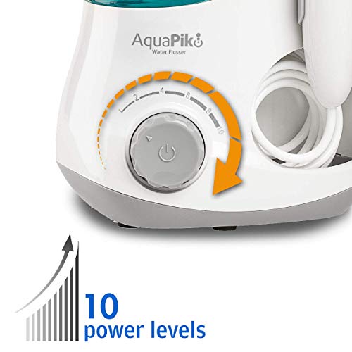 Aquapik 100 - Irrigador dental y Nasal profesional con 7 Boquillas multifuncionales 10 niveles de potencia Capacidad 600ml Recomendado a nivel mundial. Ideal para toda la familia