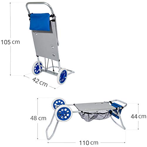 Arcoiris Carro portasillas Plegable, 110x38x42cm, Carro playa plegable de Aluminio para Camping y Playa Nuevo y Mejorado (Carro Portasilla)