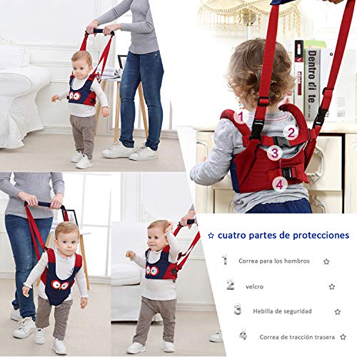 Arnés de Seguridad Bebe,GVOO Arneses Tirantes,Andador Chaleco Ajustable para Aprender Andar Niños 4 en 1 funcional con dos Cadenas para Chupetes